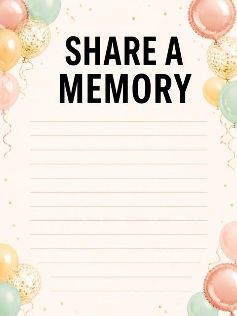 Memory card in the Rose Gold Balloon 40th Birthday design