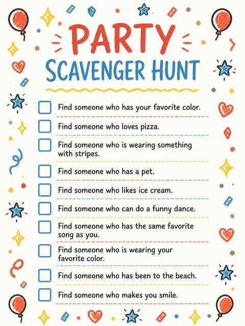 Scavenger hunt in the Doodle Motif Cream 13th Birthday Invitation design