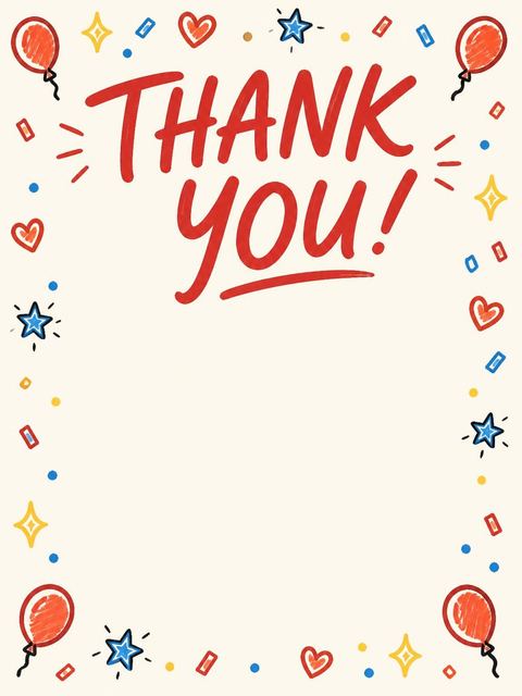 Thank-you flat in the Doodle Motif Cream 13th Birthday Invitation design