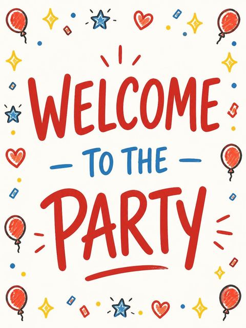 Welcome sign in the Doodle Motif Cream 13th Birthday Invitation design