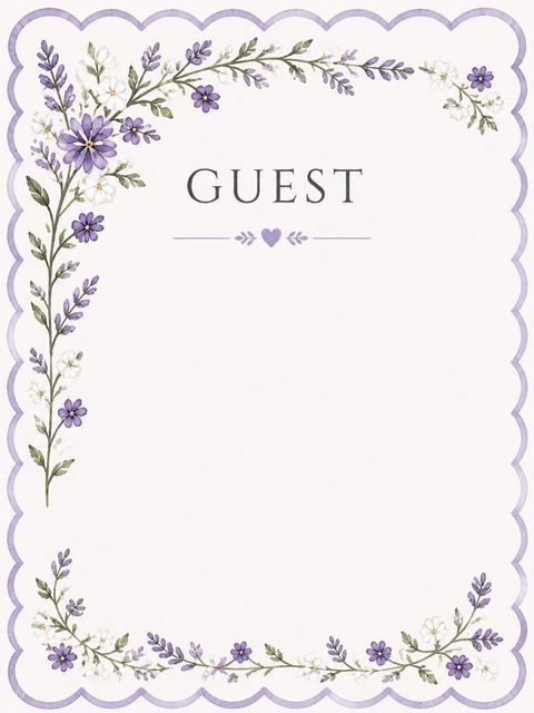 Place card in the Watercolor Lavender Scalloped 50th Birthday Invitation design