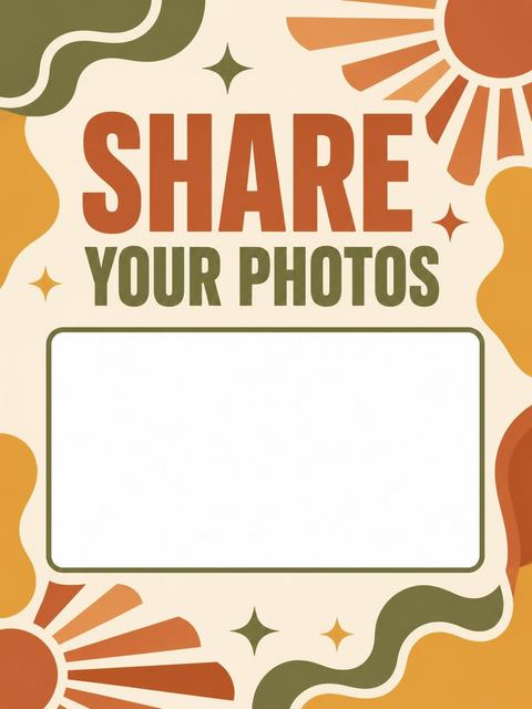 Hashtag card in the Retro 70s Sunburst 40th Birthday design