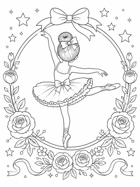 Coloring sheet in the Blush Watercolor Ballerina 2nd Birthday design