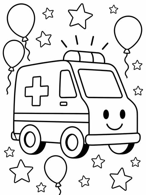 Coloring sheet in the Crayon Ambulance 3rd Birthday Invitation design