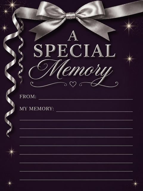 Memory card in the Dark Purple Silver Ribbon 80th Birthday design