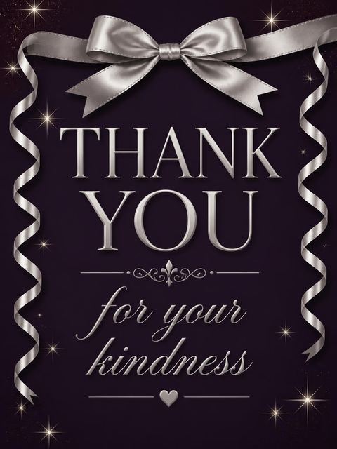 Thank-you flat in the Dark Purple Silver Ribbon 80th Birthday design