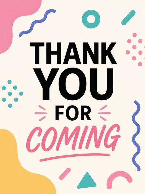 Thank-you flat in the Memphis Geometric 25th Birthday Party design