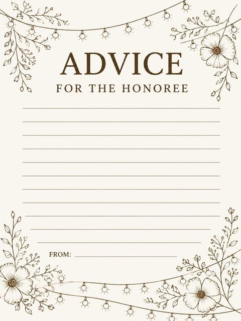 Advice card in the Cream Botanical String Light Invitation design
