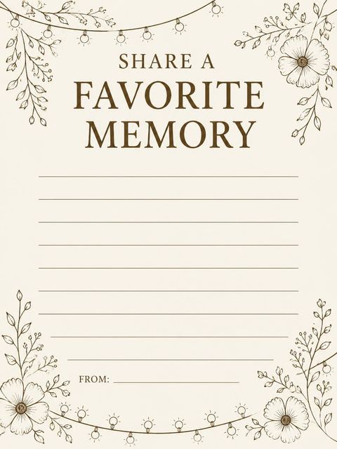Memory card in the Cream Botanical String Light Invitation design