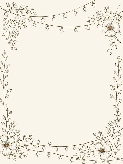 Place card in the Cream Botanical String Light Invitation design