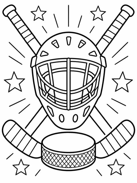 Coloring sheet in the Crossed Hockey Sticks 9th Birthday Party design