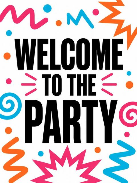 Welcome sign in the Black 10th Birthday Invitation design