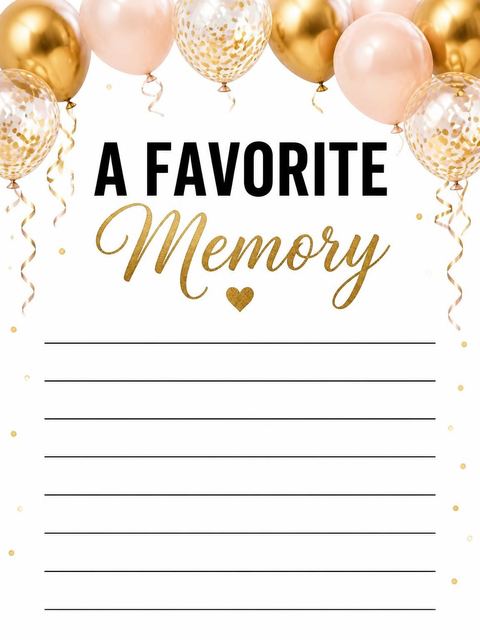 Memory card in the Gold Balloon 60th Birthday Invite design