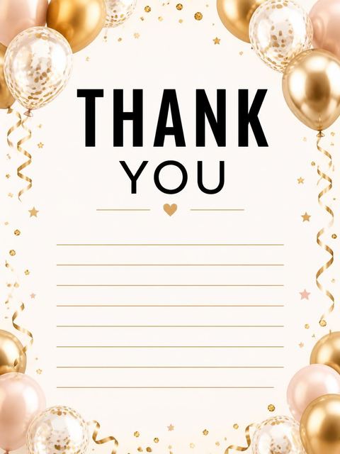 Thank-you flat in the Gold Balloon 60th Birthday Invite design