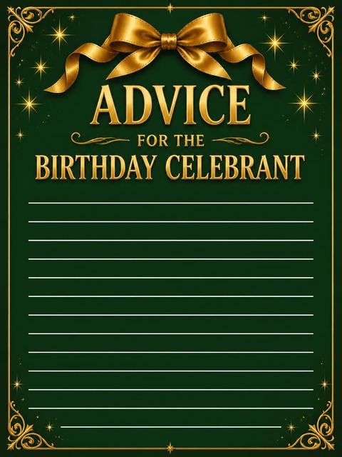 Advice card in the Emerald Silk Gold Ribbon 30th Birthday design