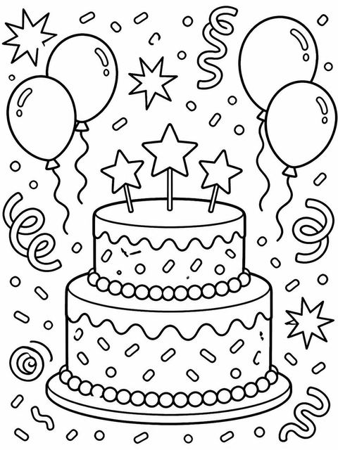 Coloring sheet in the Neon Scribble Graphic Kids Birthday design