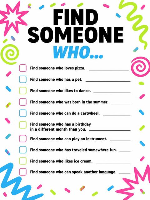 Scavenger hunt in the Neon Scribble Graphic Kids Birthday design