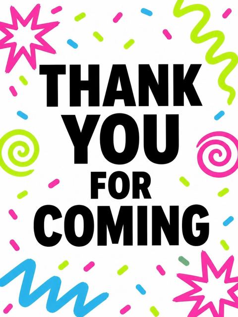 Thank-you flat in the Neon Scribble Graphic Kids Birthday design