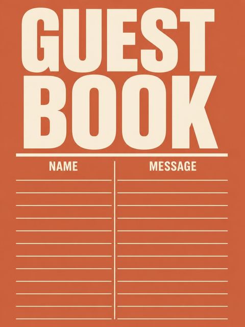 Guest sign-in sheet in the Burnt Orange Retro Typography 4th Birthday design