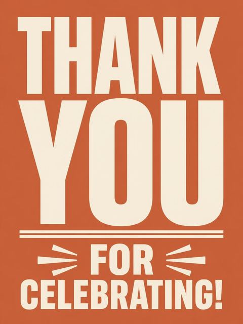 Thank-you flat in the Burnt Orange Retro Typography 4th Birthday design