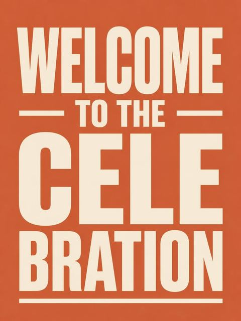 Welcome sign in the Burnt Orange Retro Typography 4th Birthday design