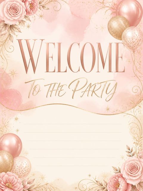 Welcome sign in the Glam Pink 18th Birthday Glow design