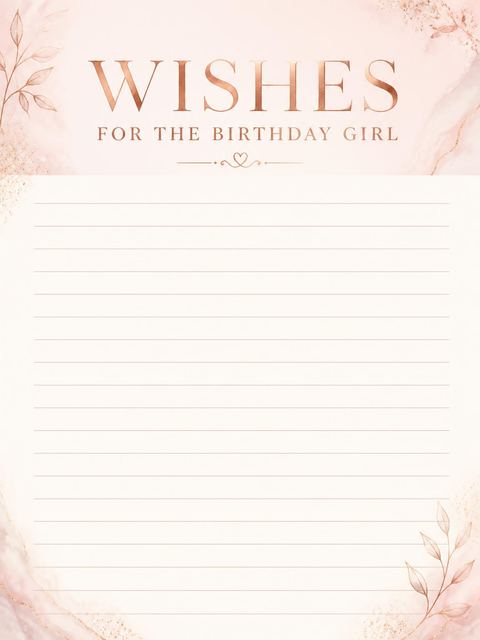 Wishes page in the Glam Pink 18th Birthday Glow design
