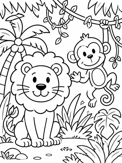 Coloring sheet in the Crayon Jungle Animal 7th Birthday Invitation design