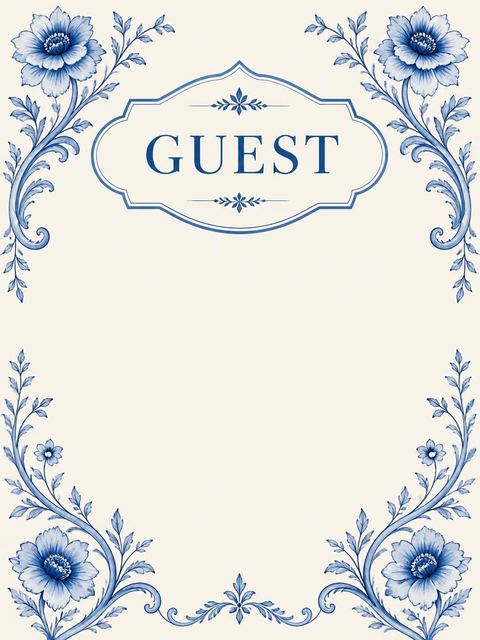 Place card in the Blue Chinoiserie Floral Bridal Shower design