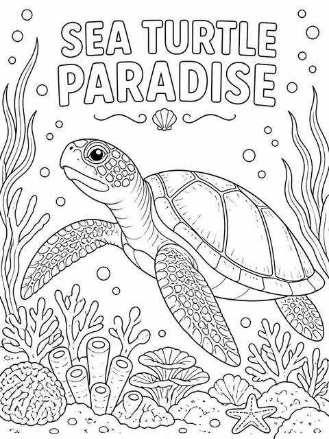 Coloring sheet in the Watercolor Sea Turtle Beach Party design