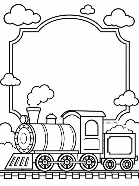 Coloring sheet in the Red Train Blue Number 2nd Birthday design