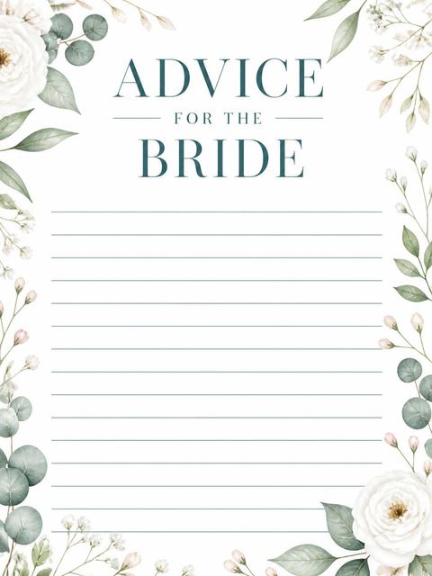 Advice card in the Blush Bloom Bridal Shower design