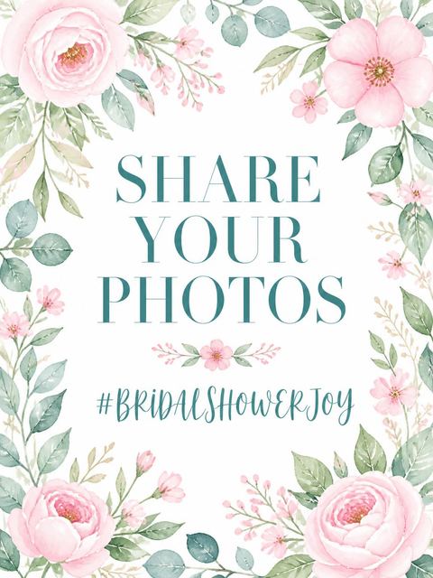 Hashtag card in the Blush Bloom Bridal Shower design