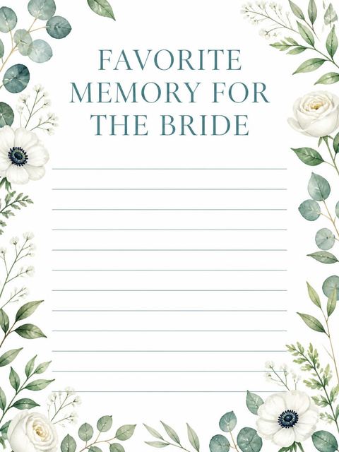 Memory card in the Blush Bloom Bridal Shower design