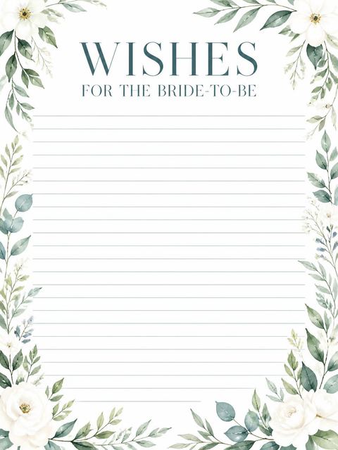Wishes page in the Blush Bloom Bridal Shower design