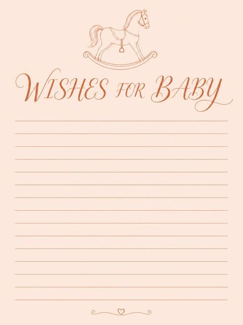 Wishes page in the Peach Minimalist Rocking Horse Baby Shower design
