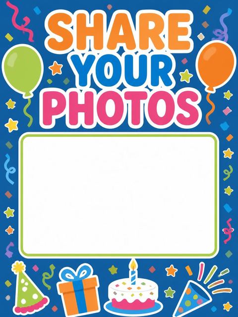 Hashtag card in the Primary Color Confetti 1st Birthday Invitation design
