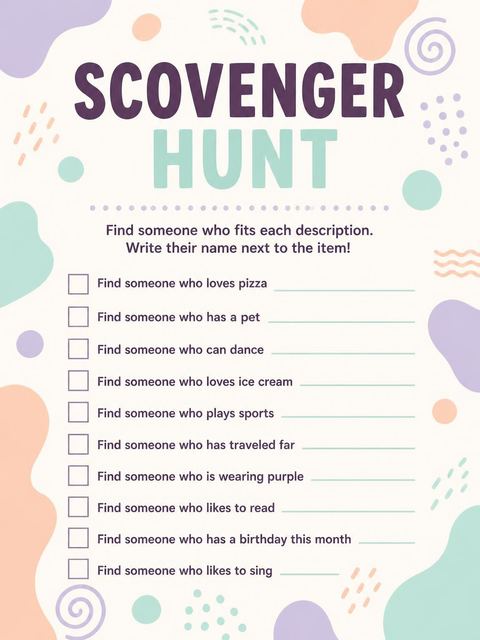 Scavenger hunt in the Pastel Abstract Pattern 13th Birthday design