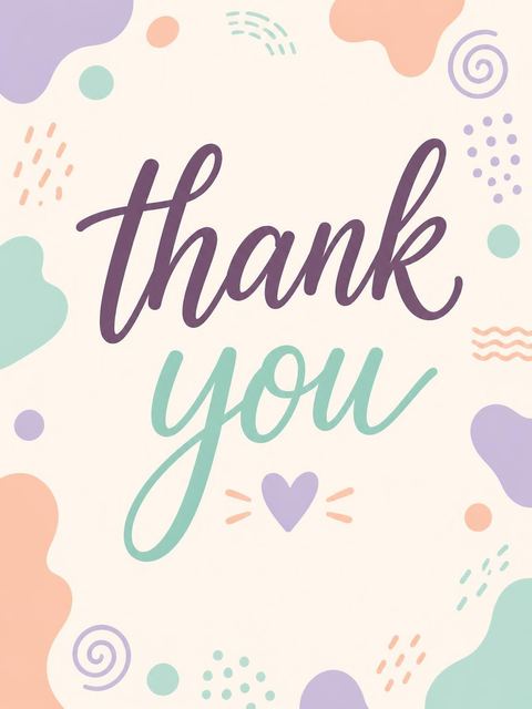 Thank-you flat in the Pastel Abstract Pattern 13th Birthday design