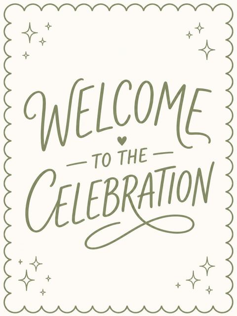 Welcome sign in the Sage Green Scalloped 17th Birthday Invitation design