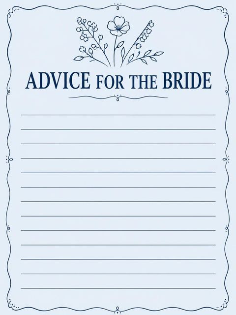 Advice card in the Navy Line-Art Floral Bridal Shower design