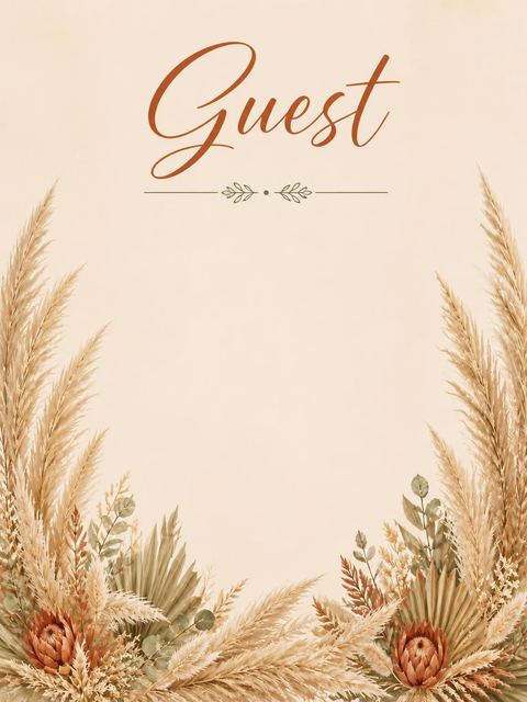 Place card in the Parchment Pampas Grass Bridal Brunch design
