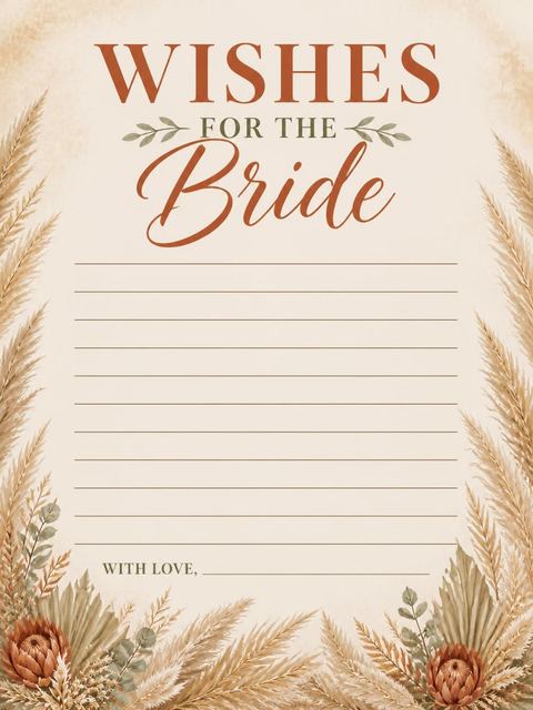 Wishes page in the Parchment Pampas Grass Bridal Brunch design