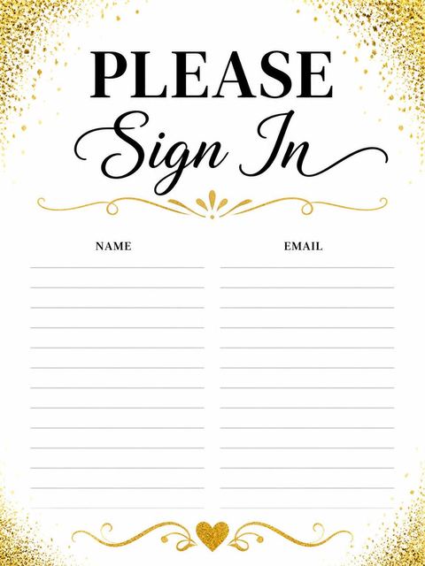 Guest sign-in sheet in the Metallic Gold 18th Birthday Invitation design