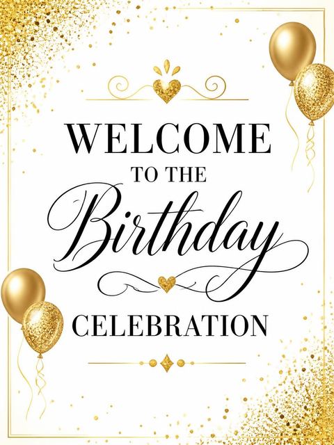 Welcome sign in the Metallic Gold 18th Birthday Invitation design