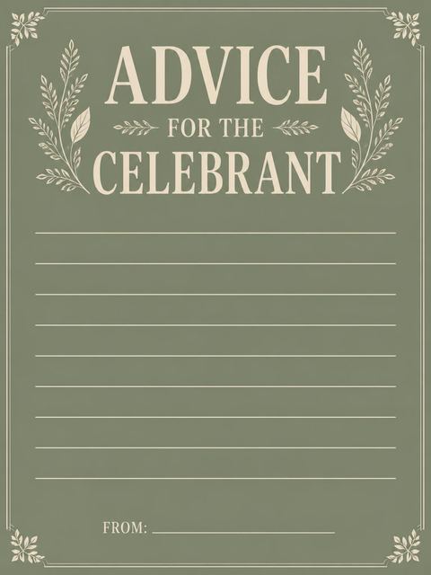 Advice card in the Sage Green Botanical Initial 12th Birthday design