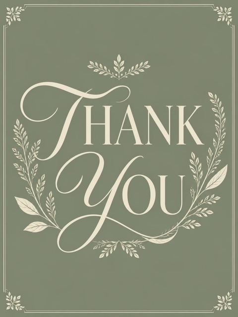 Thank-you flat in the Sage Green Botanical Initial 12th Birthday design
