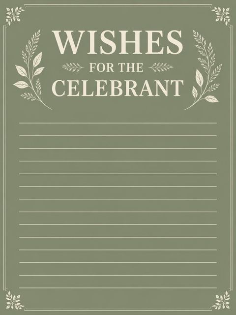 Wishes page in the Sage Green Botanical Initial 12th Birthday design