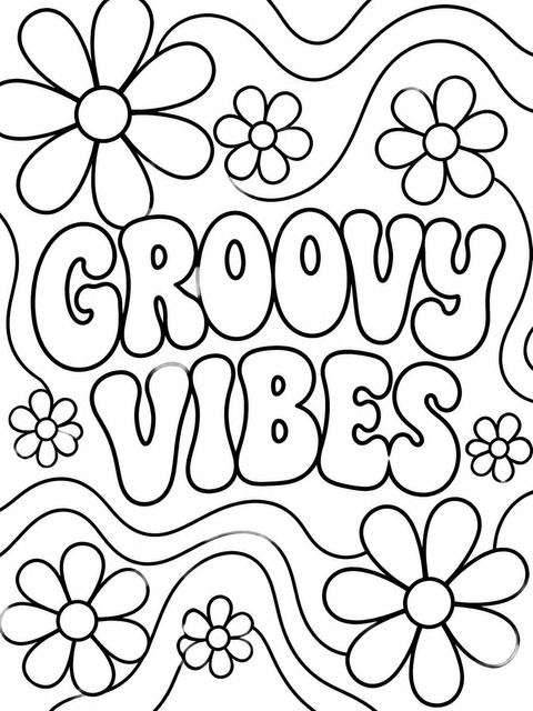 Coloring sheet in the Retro Daisy 14th Birthday Invitation design
