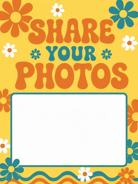 Hashtag card in the Retro Daisy 14th Birthday Invitation design